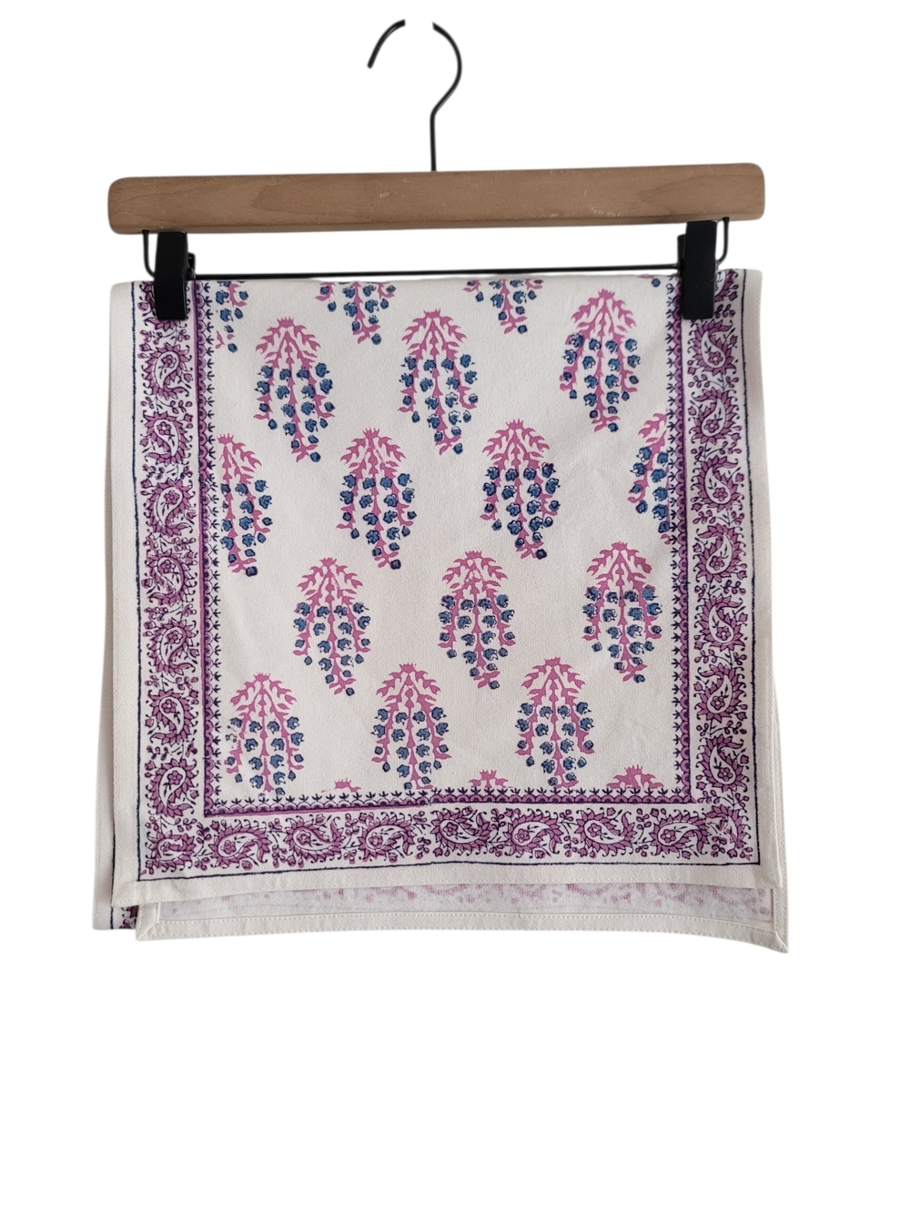 Pomegranate Sagar Blue & Magenta Block Printed Indian Cotton Table Runner